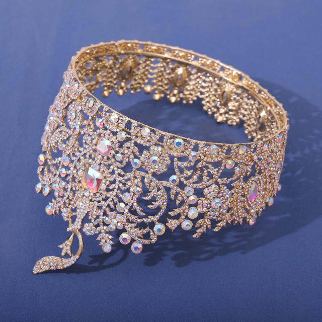 New Baroque High-End Beauty Pageant Crown Full Circle Beauty Pageant Winning Champion Rhinestone Large Crown
