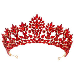 Luxury alloy crown colorful crystal handmade wedding hair crown hair piece