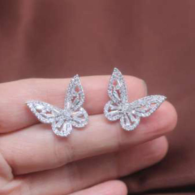 Fashion Hollow Zircon Elegant Butterfly Earrings