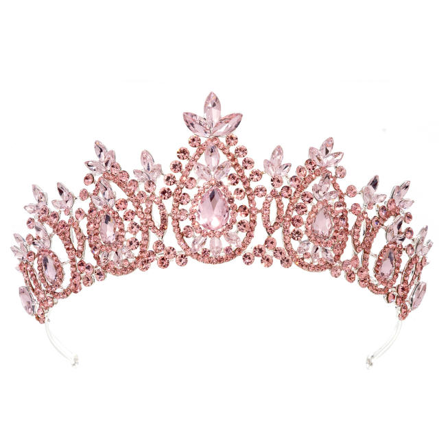 Luxury colorful crystal bead handmade wedding hair crown hair piece