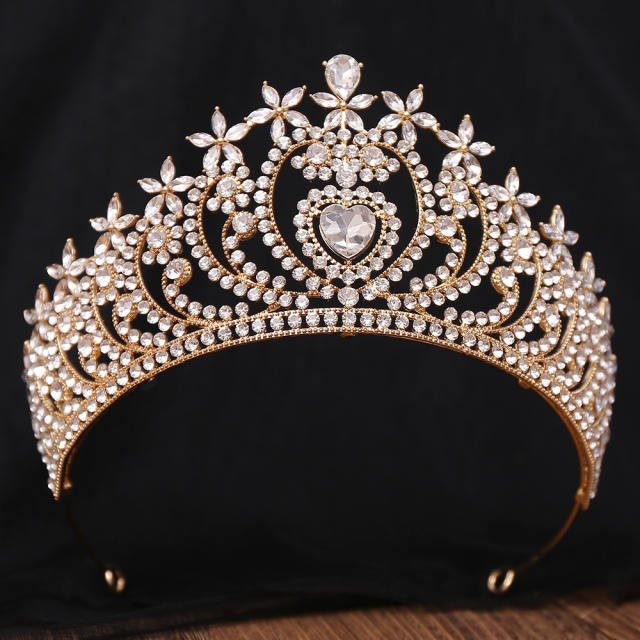 Headwear Bride Hair Accessories High-grade European and American Love Crown Baroque Red Crystal Accessories
