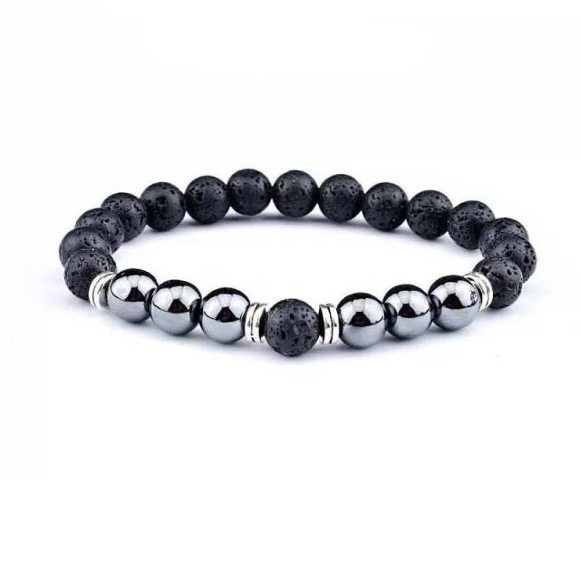 8mm natural stone energy stone Black magnet Tiger Eye volcanic rock beaded bracelet wholesale