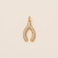 Gold plated copper diamond heart clover taichi DIY jewelry charm