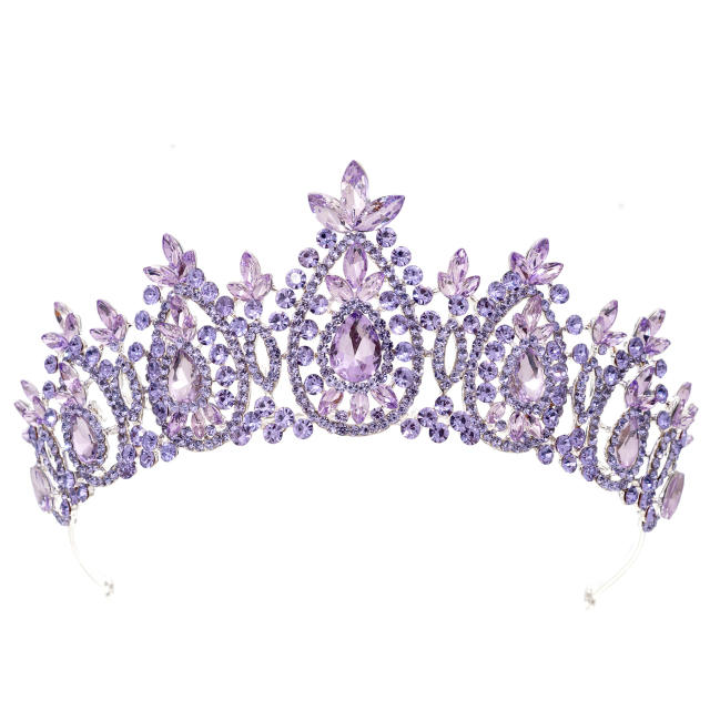 Luxury colorful crystal bead handmade wedding hair crown hair piece