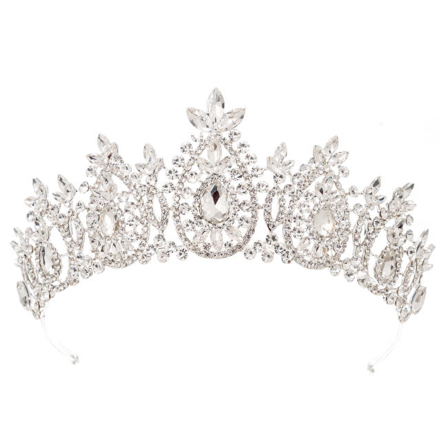 Luxury colorful crystal bead handmade wedding hair crown hair piece