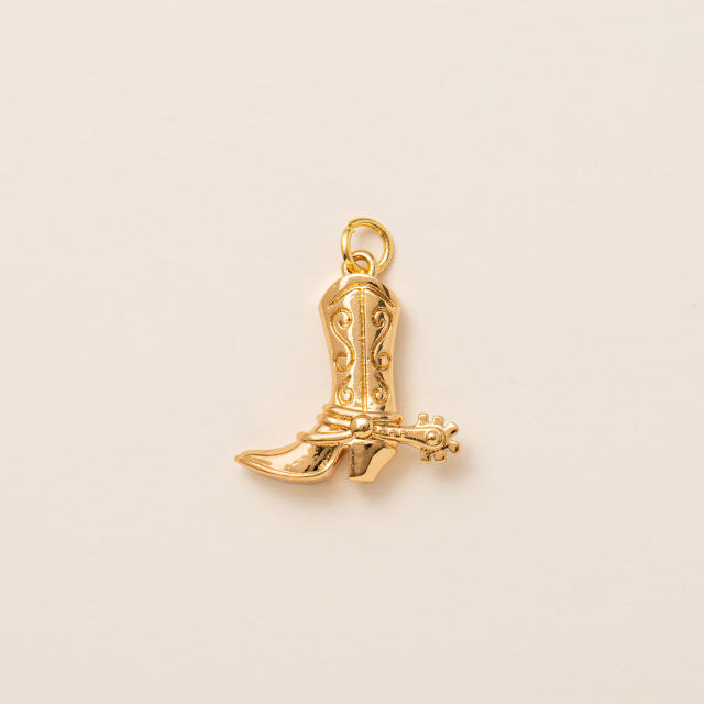 Gold plated copper diamond heart clover taichi DIY jewelry charm