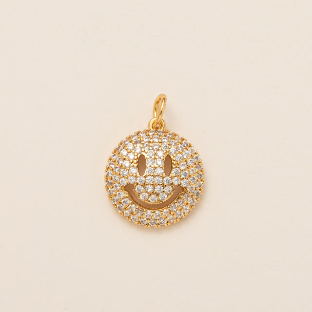 Gold plated copper diamond heart clover taichi DIY jewelry charm