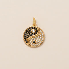 Gold plated copper diamond heart clover taichi DIY jewelry charm