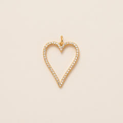 Gold plated copper diamond heart clover taichi DIY jewelry charm