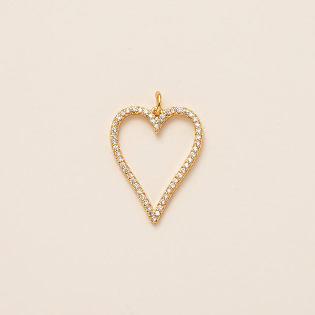 Gold plated copper diamond heart clover taichi DIY jewelry charm