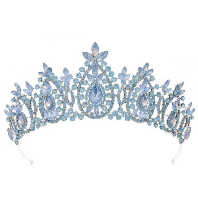 Luxury colorful crystal bead handmade wedding hair crown hair piece