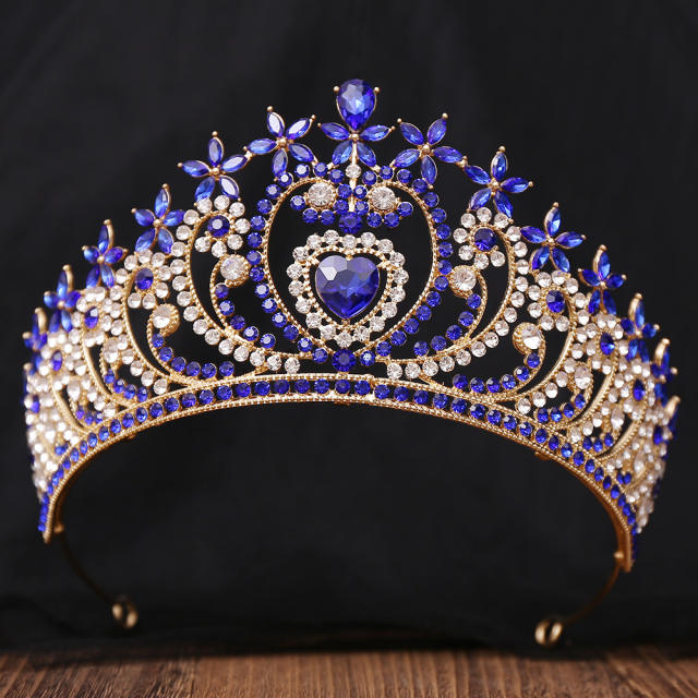 Headwear Bride Hair Accessories High-grade European and American Love Crown Baroque Red Crystal Accessories
