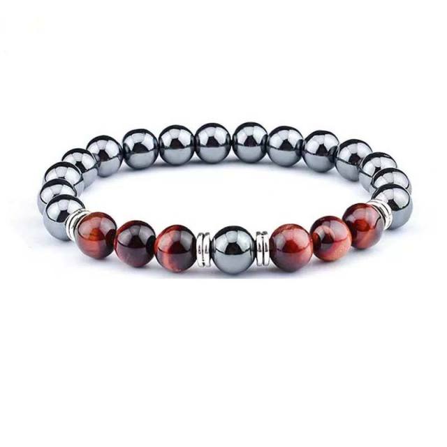 8mm natural stone energy stone Black magnet Tiger Eye volcanic rock beaded bracelet wholesale