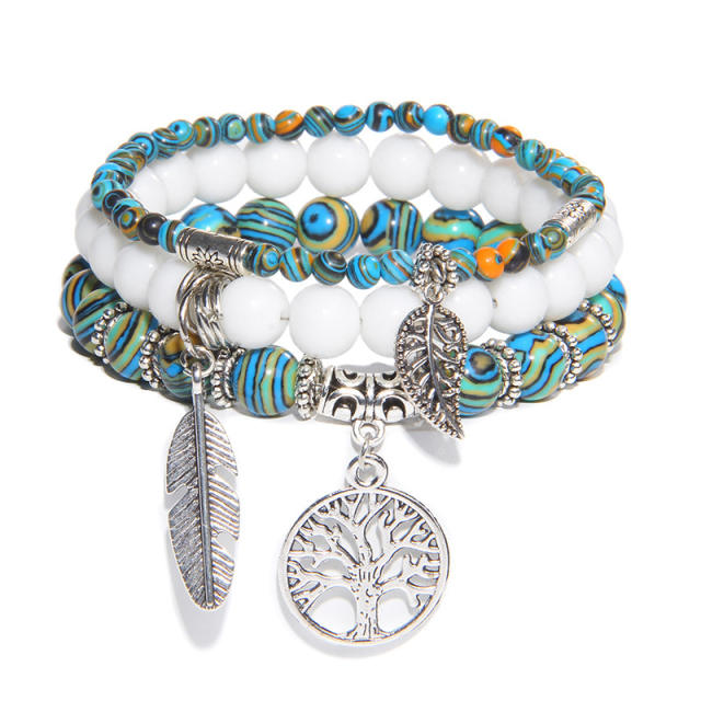Bohemian Personalized Bracelet for Women Natural Beads Turquoise Tree of Life