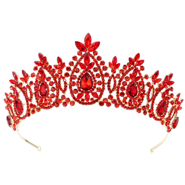 Luxury colorful crystal bead handmade wedding hair crown hair piece