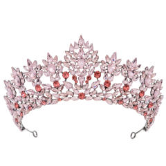 Luxury alloy crown colorful crystal handmade wedding hair crown hair piece