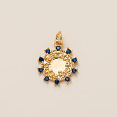 Gold plated copper diamond heart clover taichi DIY jewelry charm
