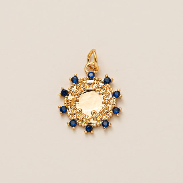Gold plated copper diamond heart clover taichi DIY jewelry charm