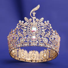 New Baroque High-End Beauty Pageant Crown Full Circle Beauty Pageant Winning Champion Rhinestone Large Crown