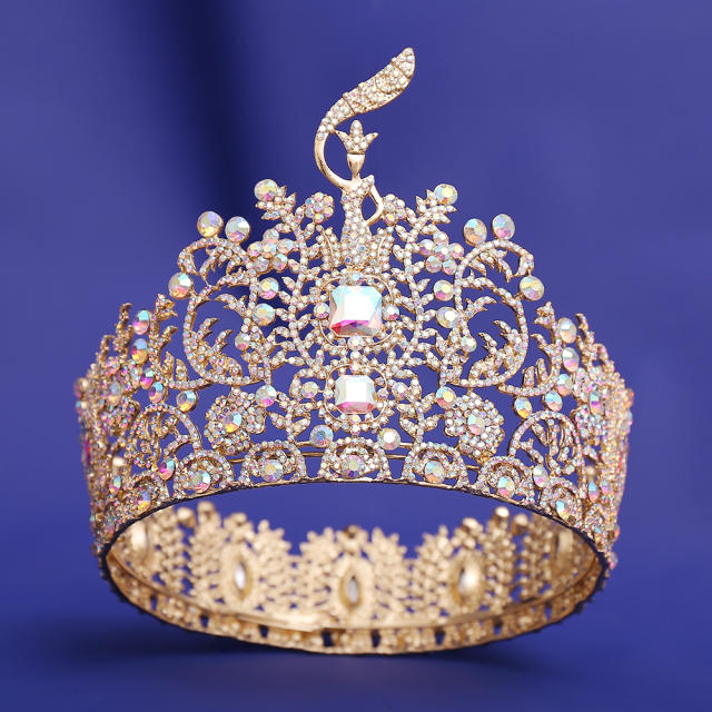 New Baroque High-End Beauty Pageant Crown Full Circle Beauty Pageant Winning Champion Rhinestone Large Crown