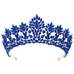 Luxury alloy crown colorful crystal handmade wedding hair crown hair piece