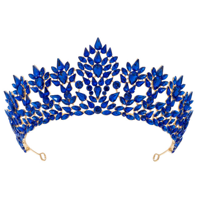 Luxury alloy crown colorful crystal handmade wedding hair crown hair piece
