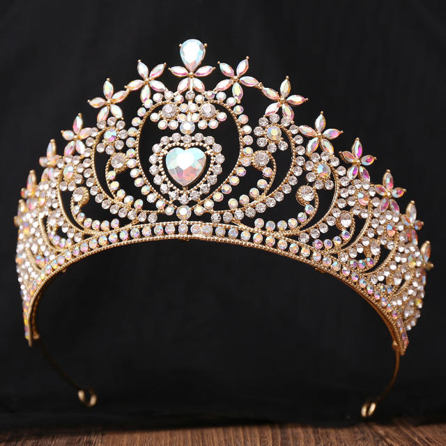 Headwear Bride Hair Accessories High-grade European and American Love Crown Baroque Red Crystal Accessories