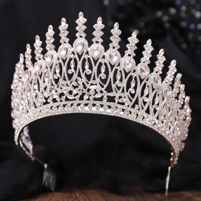 Baroque Beauty Pageant Crown Alloy Bride Crown Stage Show Crown Big Hair Comb Show Crown