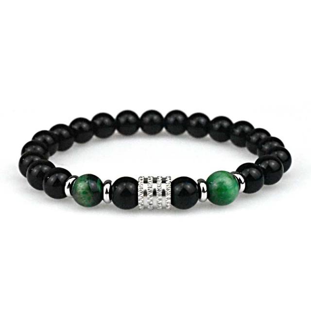 Stainless steel 10mm natural stone bracelet Tiger Eye obsidian men's bracelet wholesale