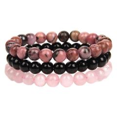 Hot sale 8mm natural stone beads men's bracelet powder Crystal agate stone combination bracelet women's bracelet