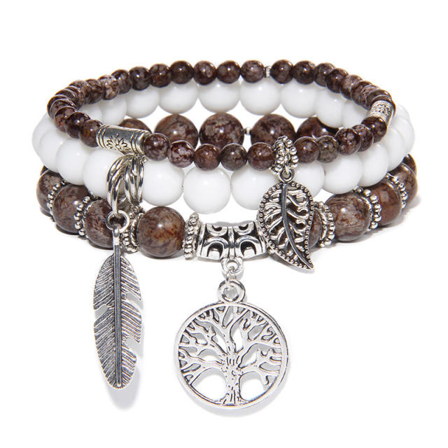Bohemian Personalized Bracelet for Women Natural Beads Turquoise Tree of Life