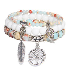 Bohemian Personalized Bracelet for Women Natural Beads Turquoise Tree of Life