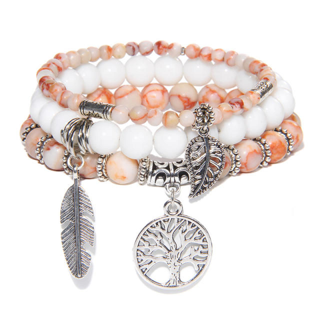 Bohemian Personalized Bracelet for Women Natural Beads Turquoise Tree of Life