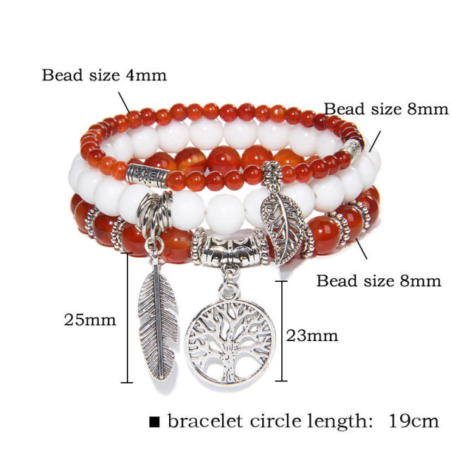 Bohemian Personalized Bracelet for Women Natural Beads Turquoise Tree of Life