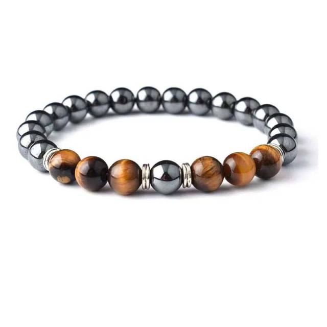 8mm natural stone energy stone Black magnet Tiger Eye volcanic rock beaded bracelet wholesale