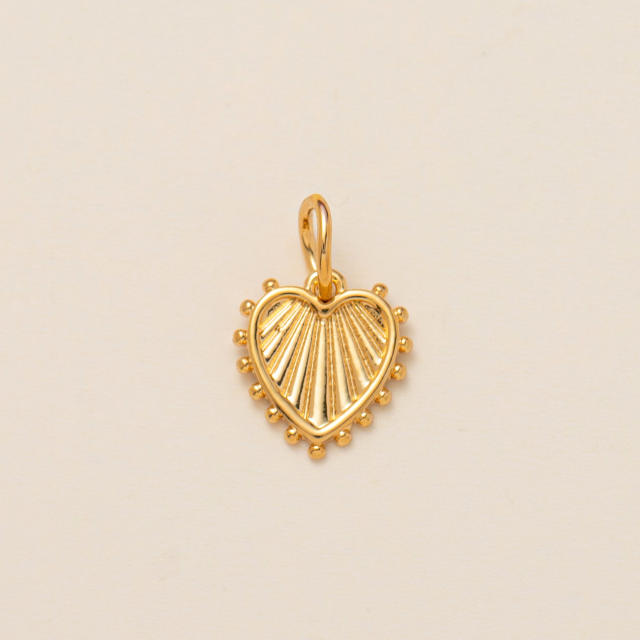 Gold plated copper diamond heart clover taichi DIY jewelry charm
