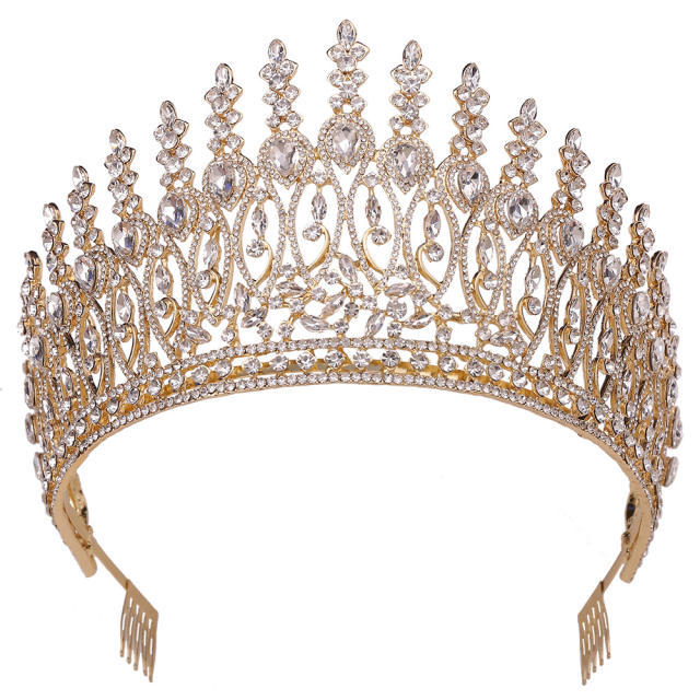 Baroque Beauty Pageant Crown Alloy Bride Crown Stage Show Crown Big Hair Comb Show Crown