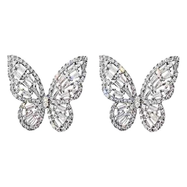 Fashion Hollow Zircon Elegant Butterfly Earrings