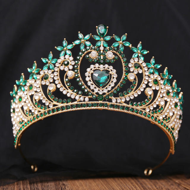 Headwear Bride Hair Accessories High-grade European and American Love Crown Baroque Red Crystal Accessories