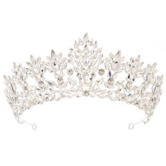 Luxury alloy crown colorful crystal handmade wedding hair crown hair piece