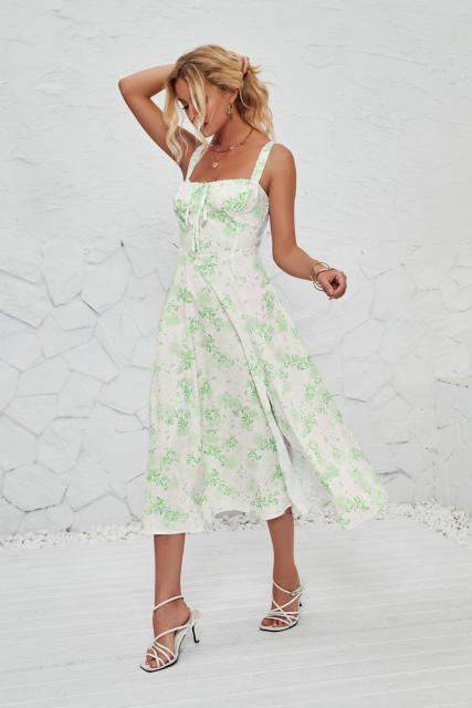2024 New Spring Summer Women's Fashion Floral Pastoral Long Elegant Dress