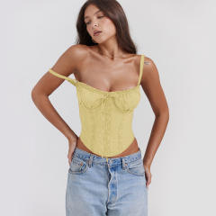 Summer new fashion lace stitching strap cropped tops camisoles