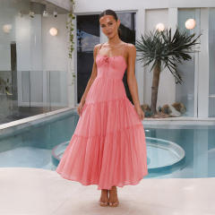 2024 Summer Sexy Elegant Long Dress Backless Stitching dress