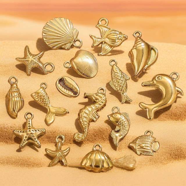 diy jewelry accessories stainless steel marine series pendant mermaid shell sea star bracelet necklace pendant