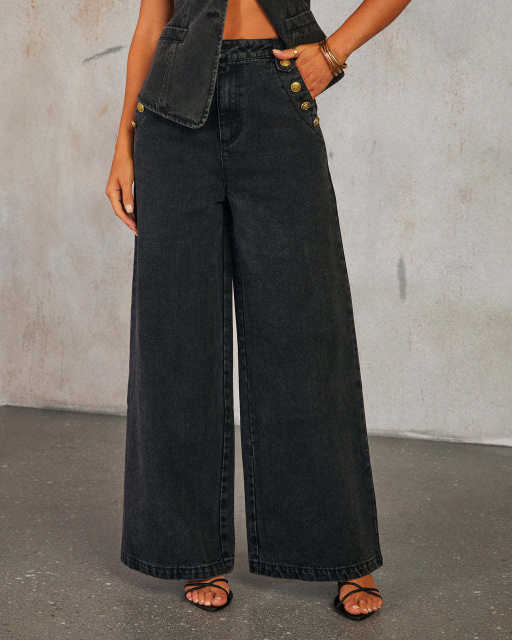Solid color loose fashion long sleeve Denim suit