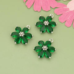 Electroplated 18K gold micro-inlaid colored diamond petal pendant for earrings necklace bracelet 1pcs