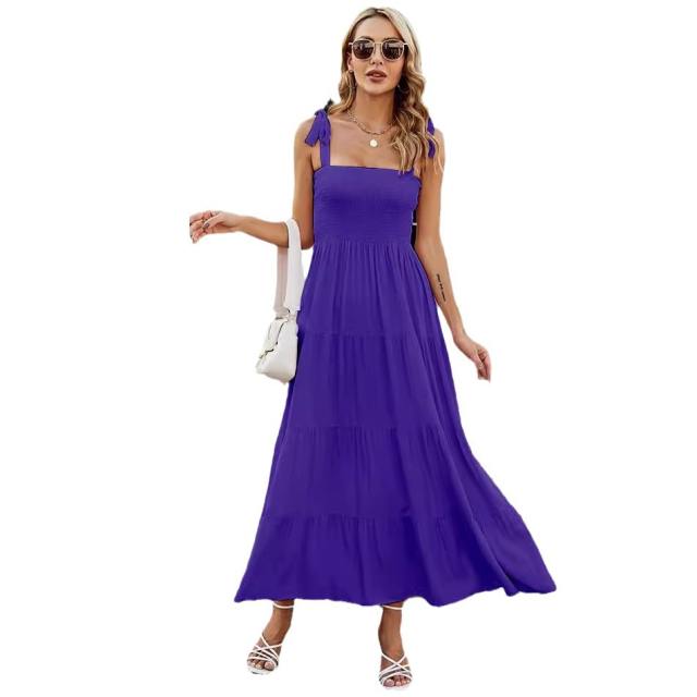 Summer Women's Clothing Leisure Commuter Sleeveless Spice Girl Printed Long Sling dress