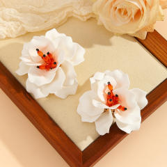Acrylic hand-painted petals heavy handmade camellia exaggerated earrings