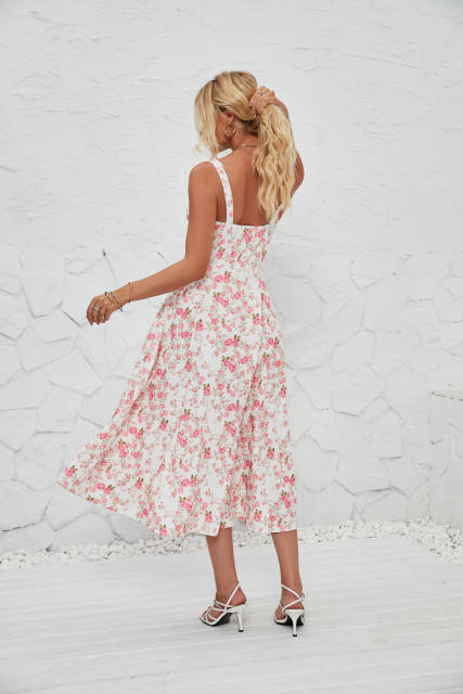 2024 New Spring Summer Women's Fashion Floral Pastoral Long Elegant Dress
