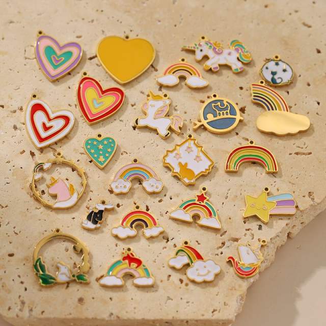 Creative Simple Five-pointed Star Stainless Steel Small Pendant enamel diy jewelry Accessories